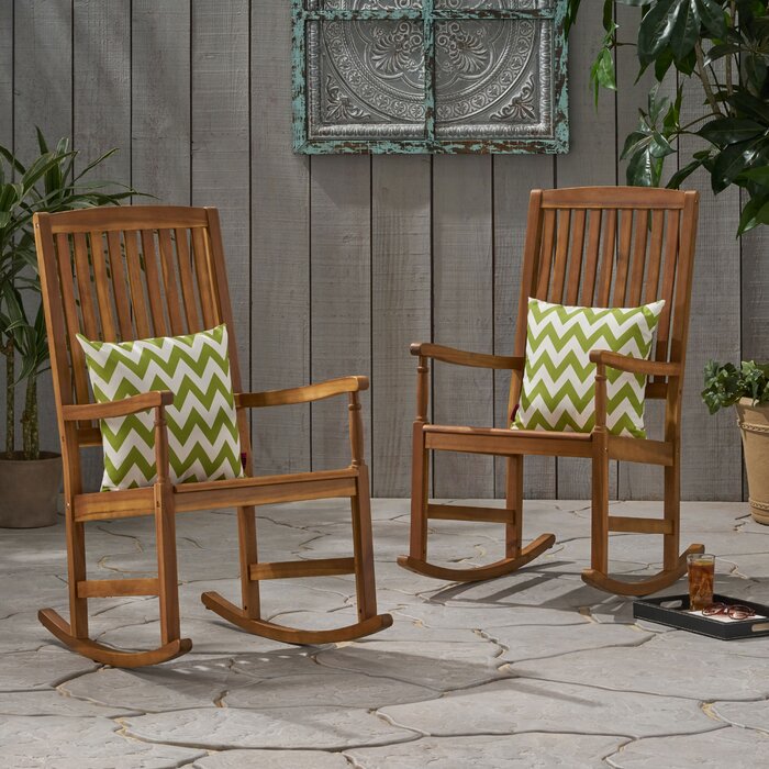 Highland Dunes Mccomb Acacia Outdoor Rocking Chair Reviews Wayfair   Mccomb Acacia Outdoor Rocking Chair 